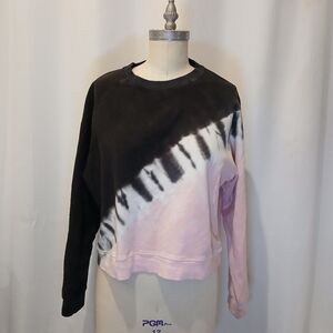 Electric & Rose Black and Pink Tie Dye Cropped Sweatshirt Size M